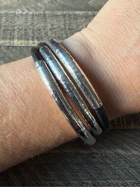 Sterling Silver & Leather Triple Strand Bracelet